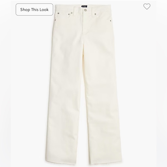 J. Crew Factory Wide Leg Crop Jeans in all day stretch, Seashell White, size 32 - Picture 7 of 7